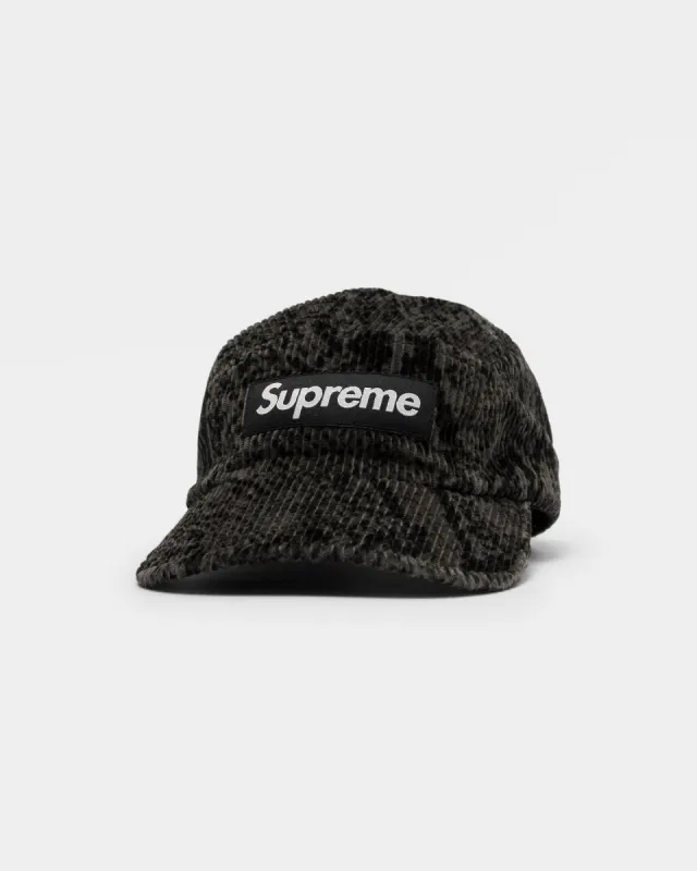 Supreme Snakeskin Corduroy Camp Cap Black sold by Culture Kings