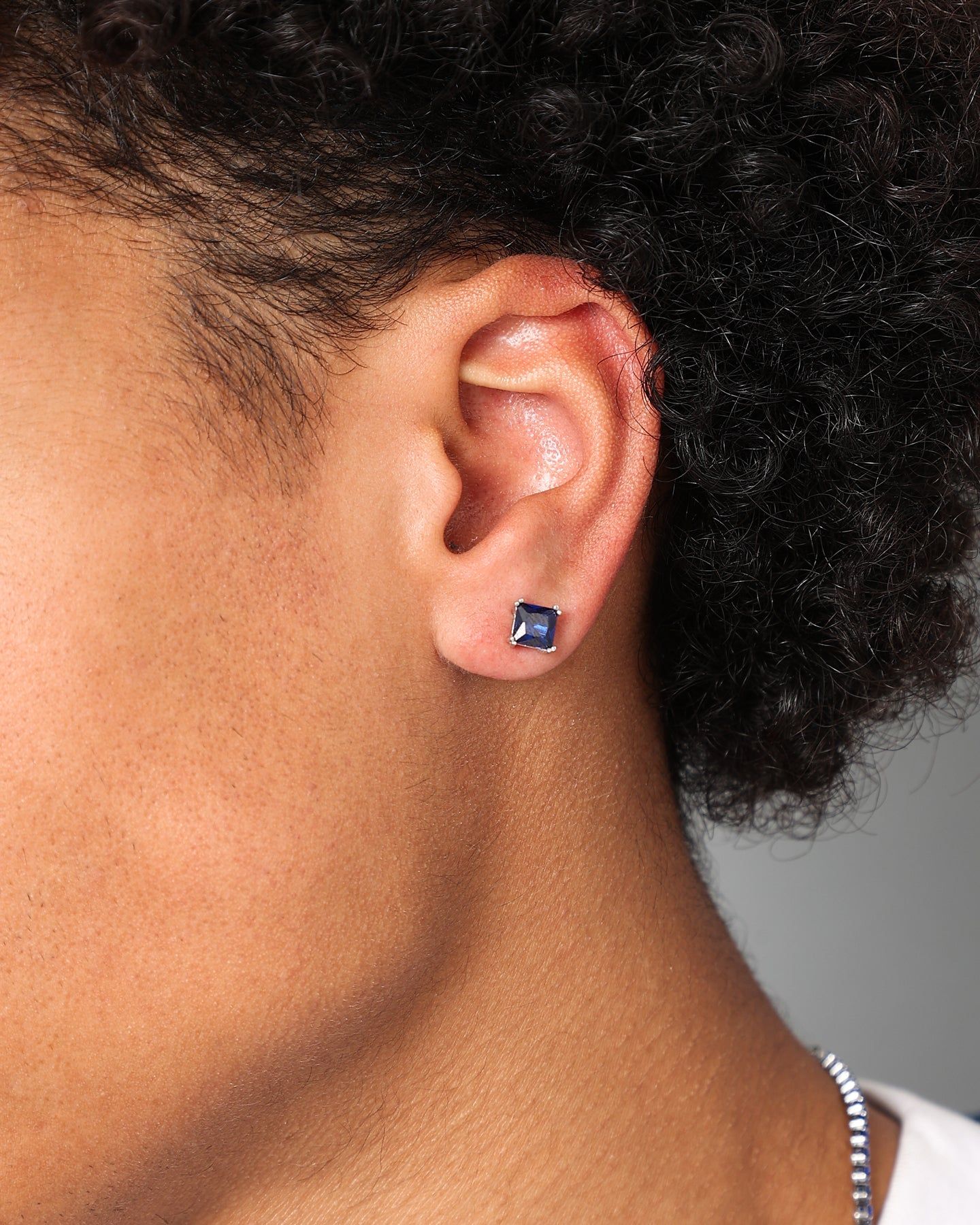 NXS Square Cut Earring White Gold/Blue sold by Culture Kings