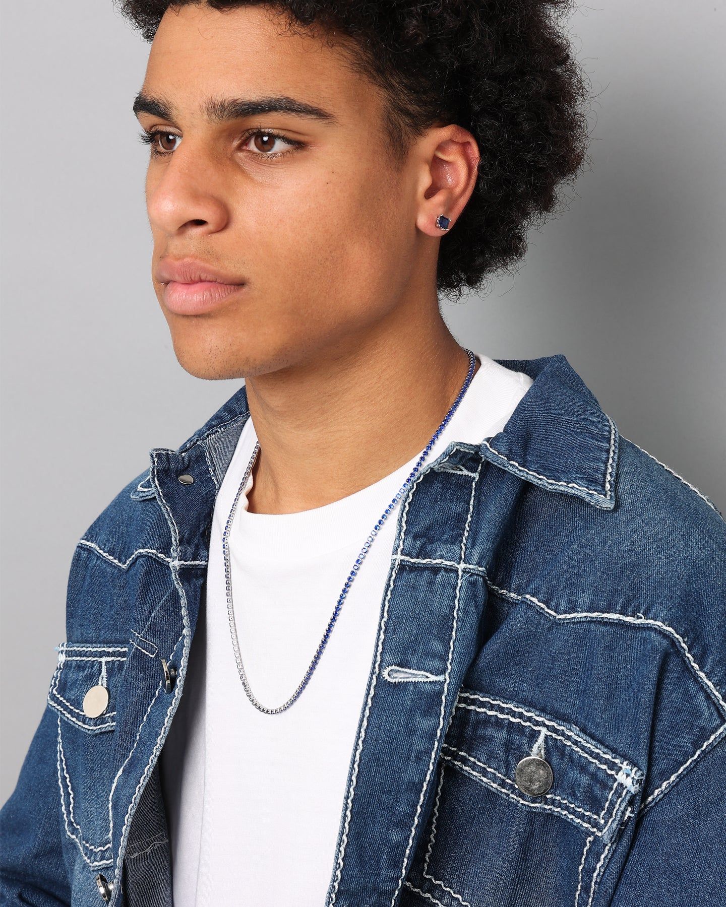 NXS Square Cut Earring White Gold/Blue sold by Culture Kings product image thumbnail 3