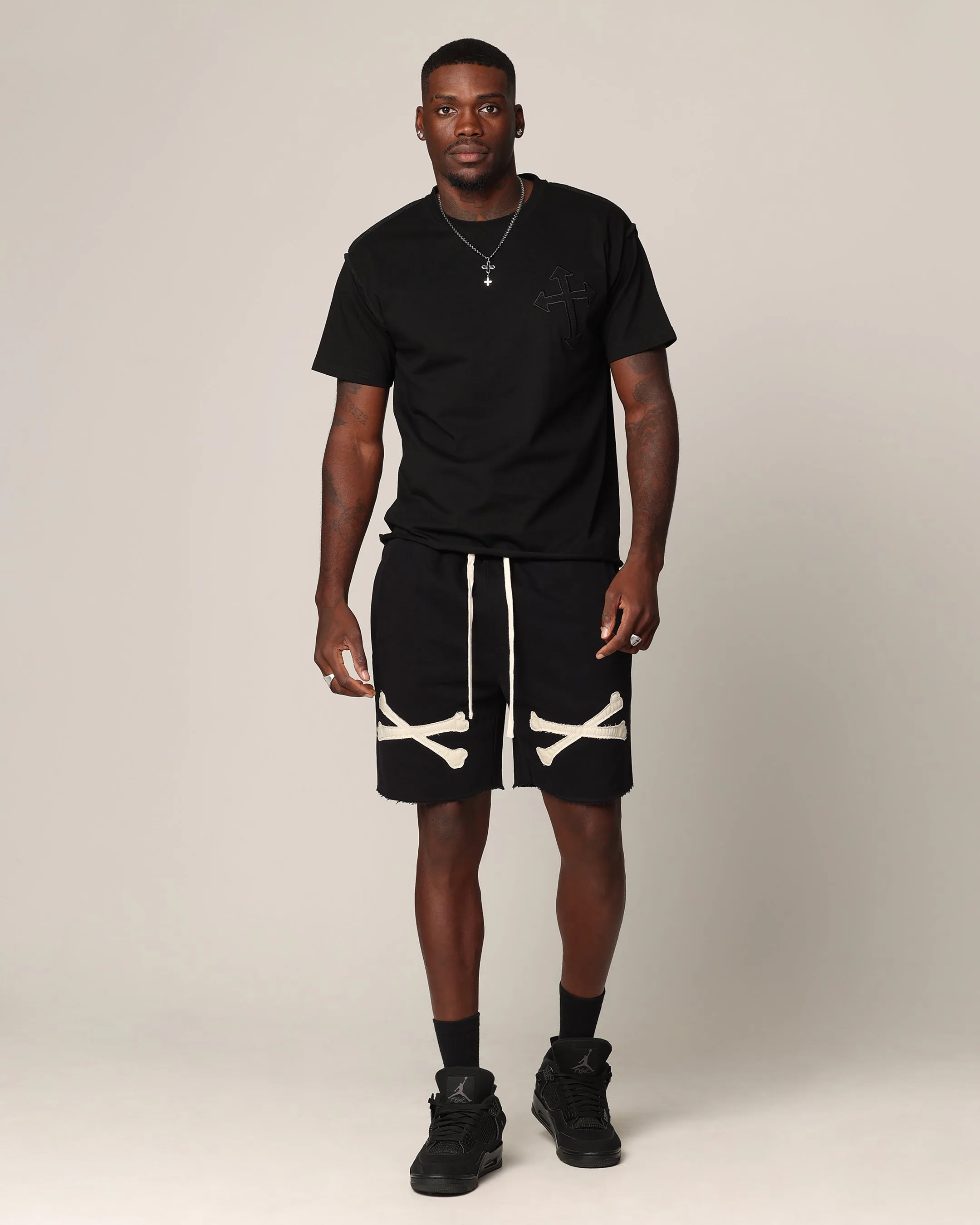 Saint Morta Bxnes Sweat Shorts Black sold by Culture Kings product image thumbnail 2