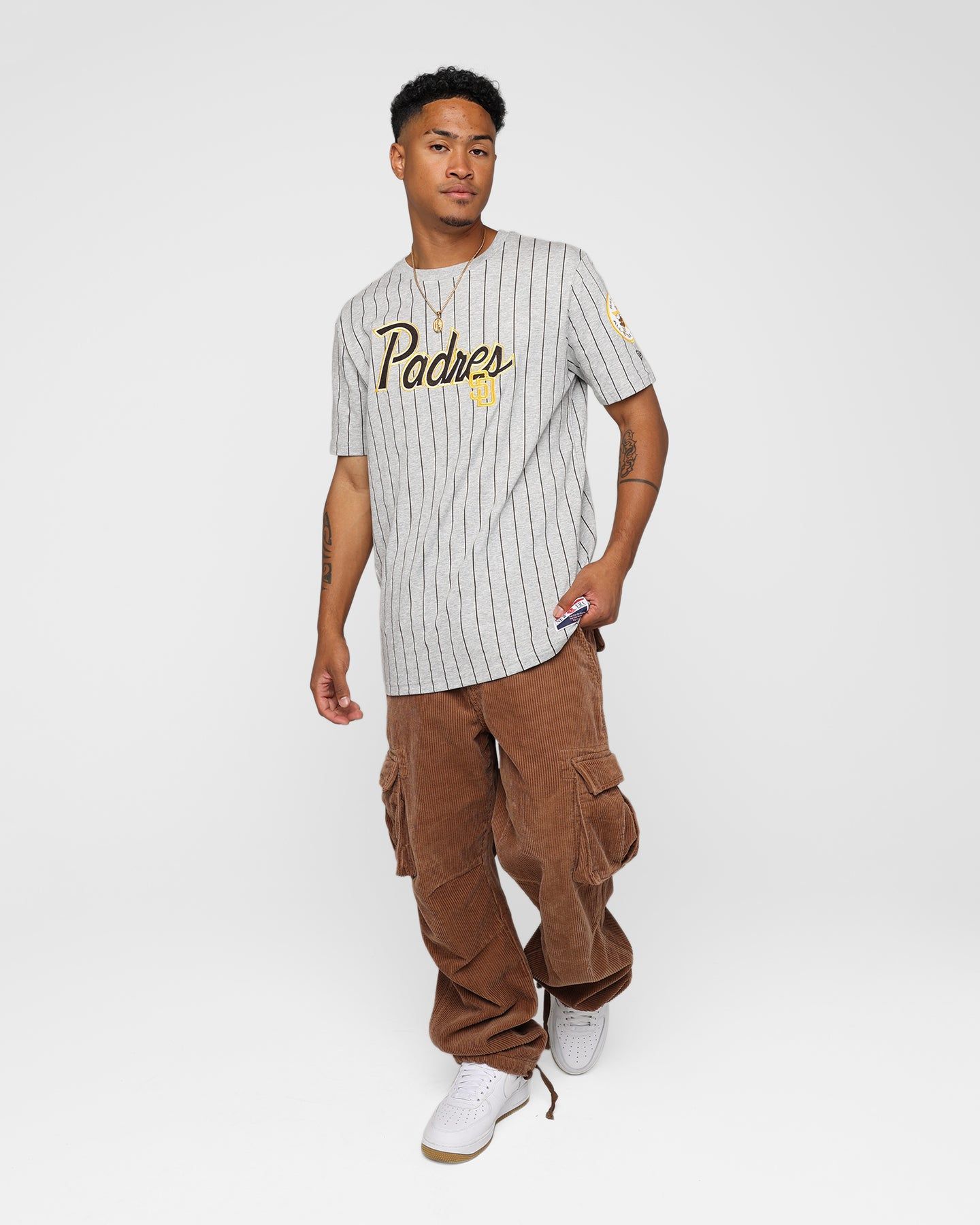 New Era San Diego Padres Pinstripe T-Shirt Grey sold by Culture Kings product image thumbnail 3