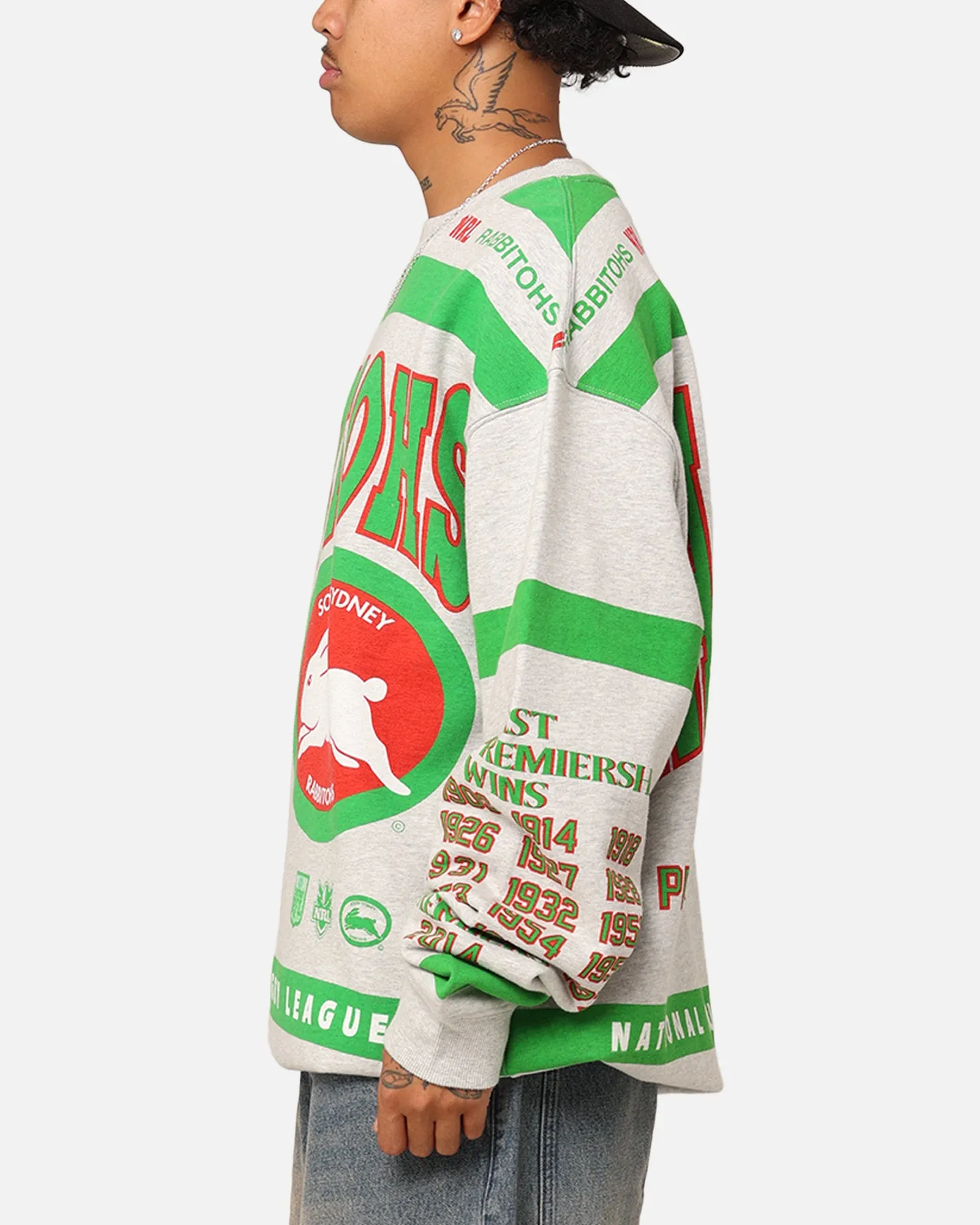 Mitchell & Ness South Sydney Rabbitohs Team Crewneck Grey Marle sold by Culture Kings product image thumbnail 5