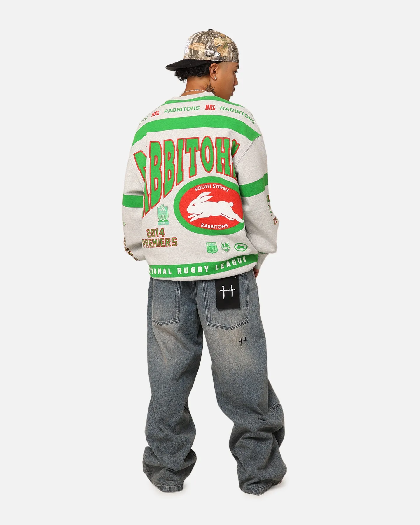 Mitchell & Ness South Sydney Rabbitohs Team Crewneck Grey Marle sold by Culture Kings product image thumbnail 2