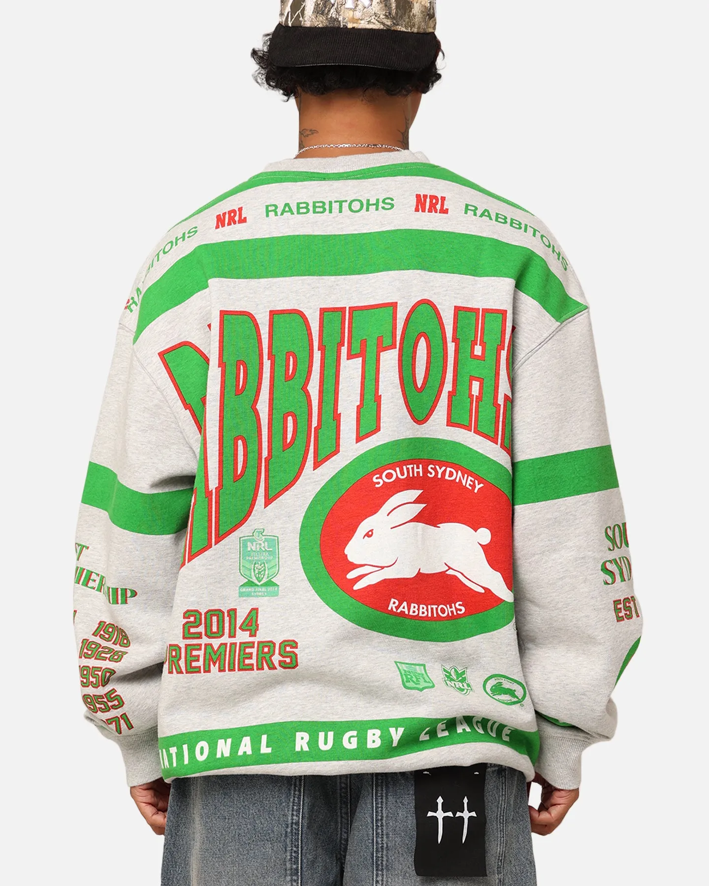 Mitchell & Ness South Sydney Rabbitohs Team Crewneck Grey Marle sold by Culture Kings product image thumbnail 3