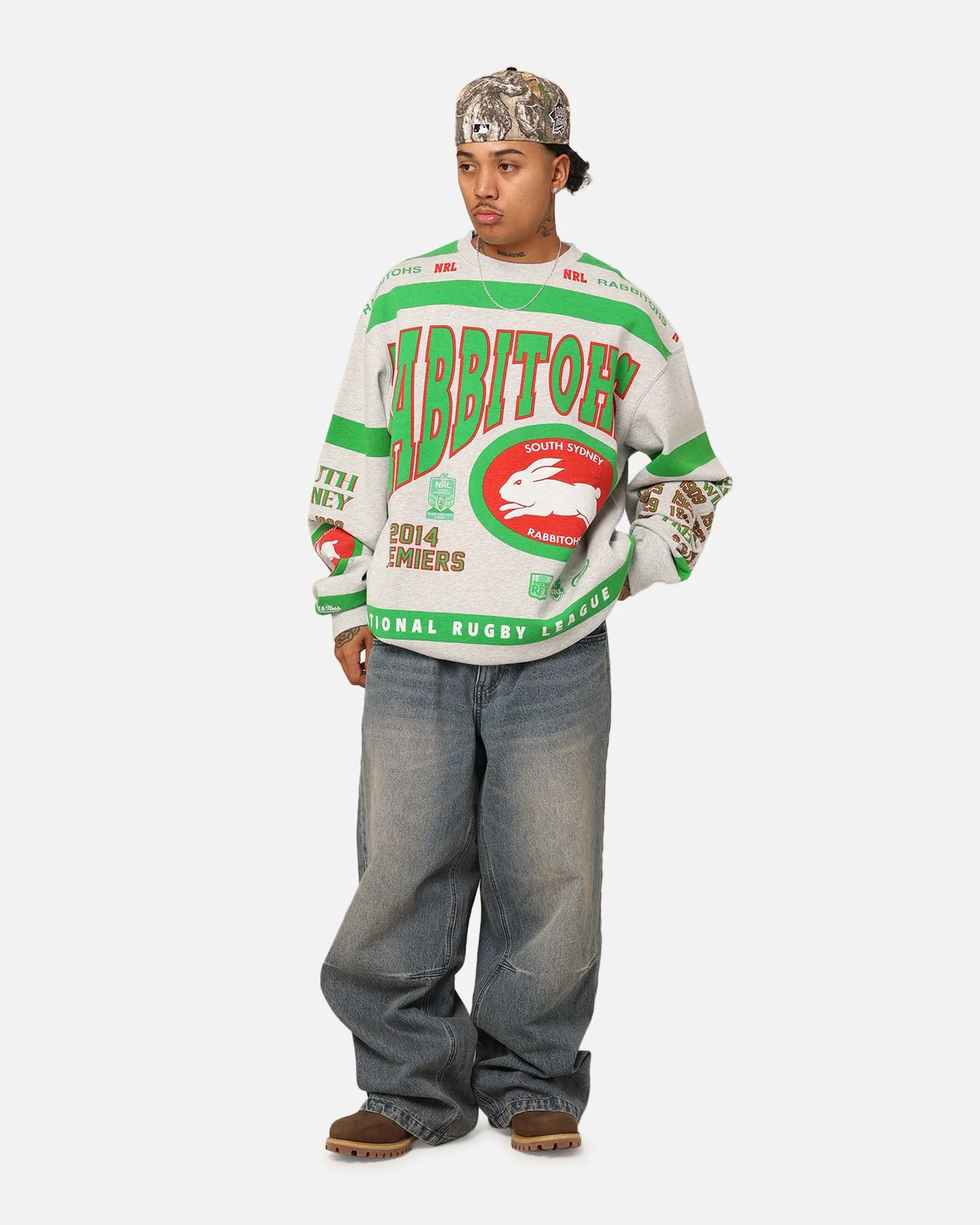 Mitchell & Ness South Sydney Rabbitohs Team Crewneck Grey Marle sold by Culture Kings product image thumbnail 4
