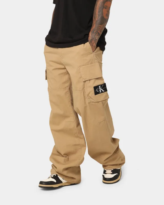 Calvin Klein Badge Woven Cargo Pants Travertine made by Calvin Klein
