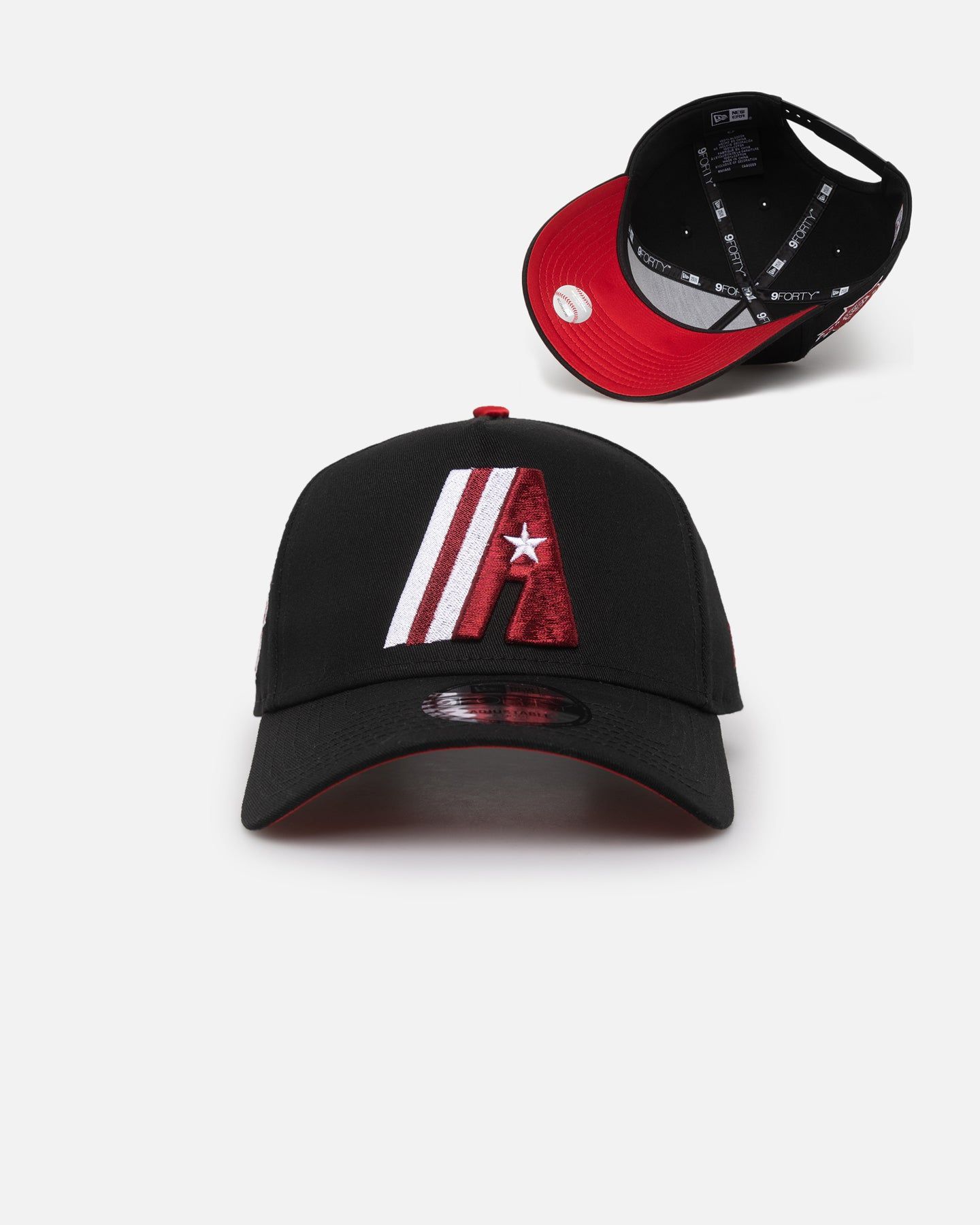 New Era Houston Astros 'Satin Scarlet' 9FORTY A-Frame Snapback Black/Scarlet sold by Culture Kings