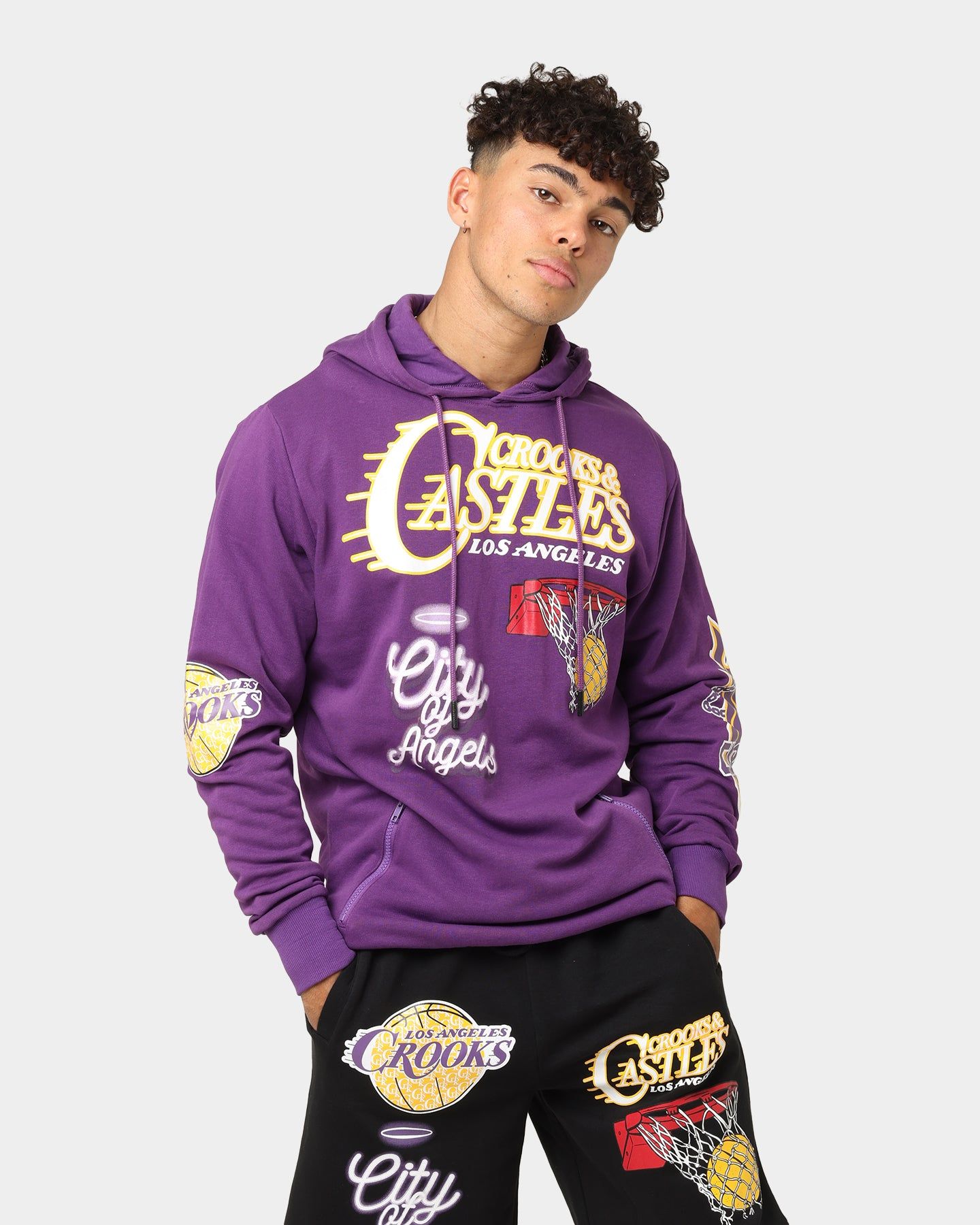 Crooks & Castles LA Serif Hoodie Purple sold by Culture Kings