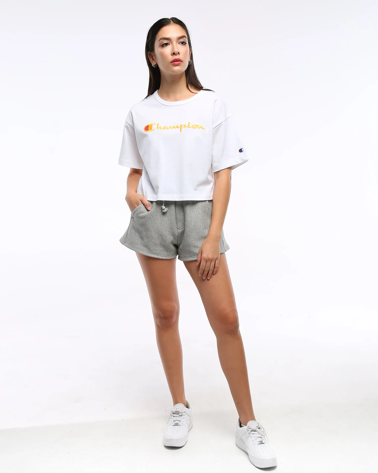Champion Women's Heritage Script Crop Tee White/ Coral sold by Culture Kings product image thumbnail 3