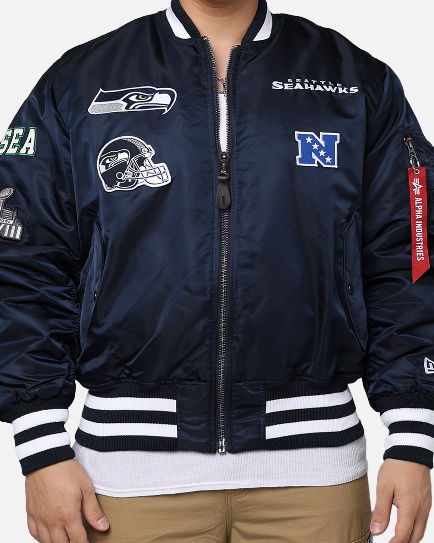 New Era X Alpha Series X NFL Seattle Seahawks MA-1 Bomber Jacket Navy/Black sold by Culture Kings product image thumbnail 4