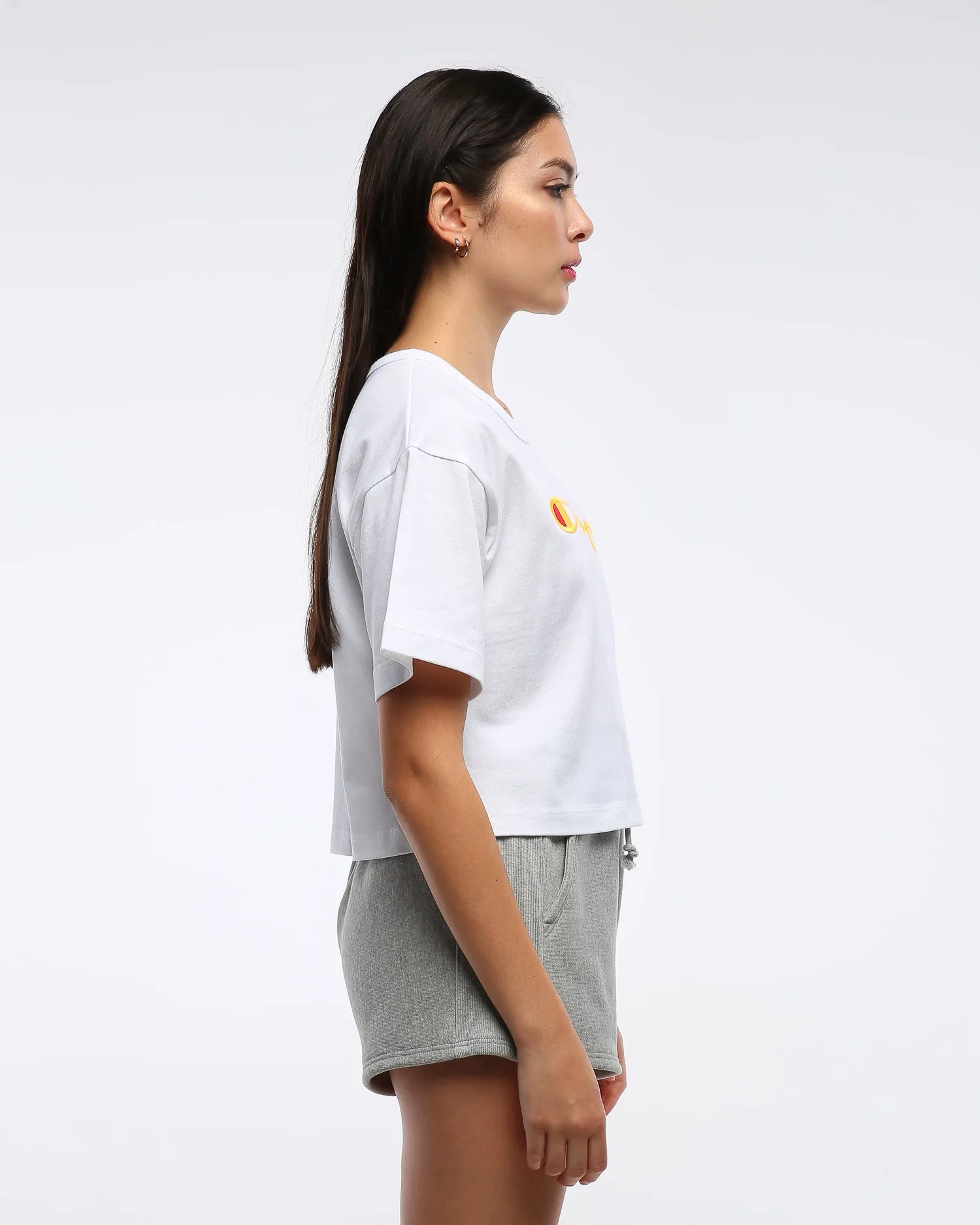 Champion Women's Heritage Script Crop Tee White/ Coral sold by Culture Kings product image thumbnail 4