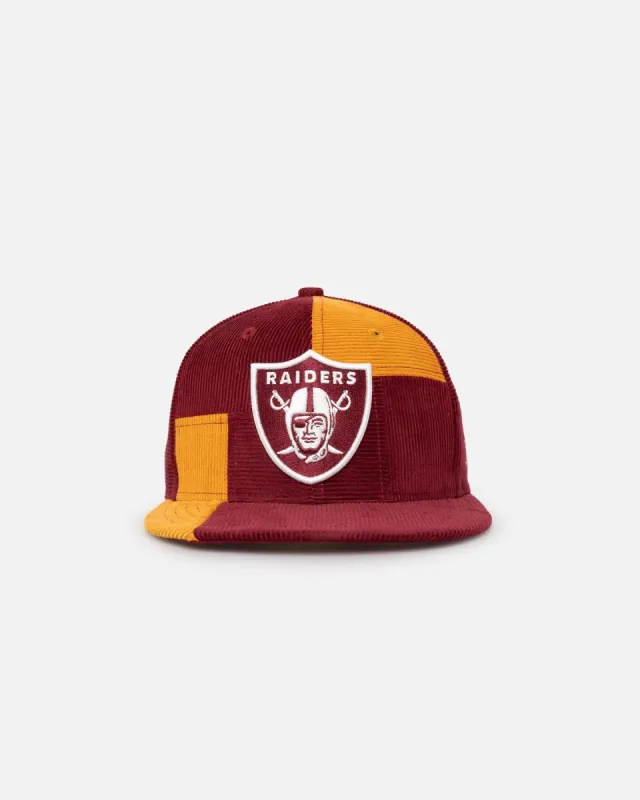 New Era Las Vegas Raiders 'Maroon Patchwork Corduroy' 59FIFTY Fitted Maroon/Yellow sold by Culture Kings