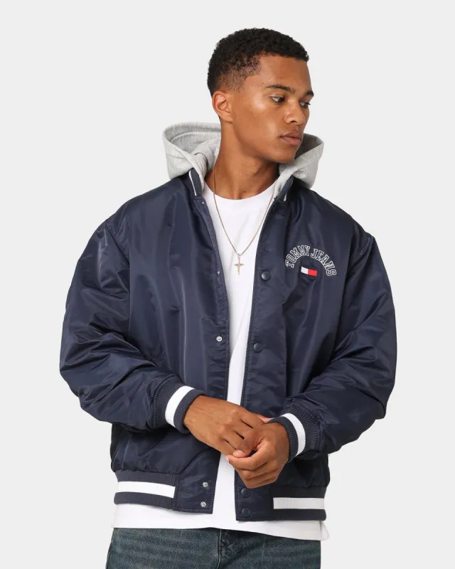 Tommy Jeans TJM Graphic Satin Bomber Jacket Twilight Navy sold by Culture Kings