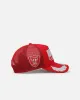 New Era Las Vegas Raiders 'Podium Pack' Pre-Curved Golfer Trucker Snapback Scarlett/Metallic sold by Culture Kings