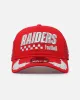 New Era Las Vegas Raiders 'Podium Pack' Pre-Curved Golfer Trucker Snapback Scarlett/Metallic sold by Culture Kings