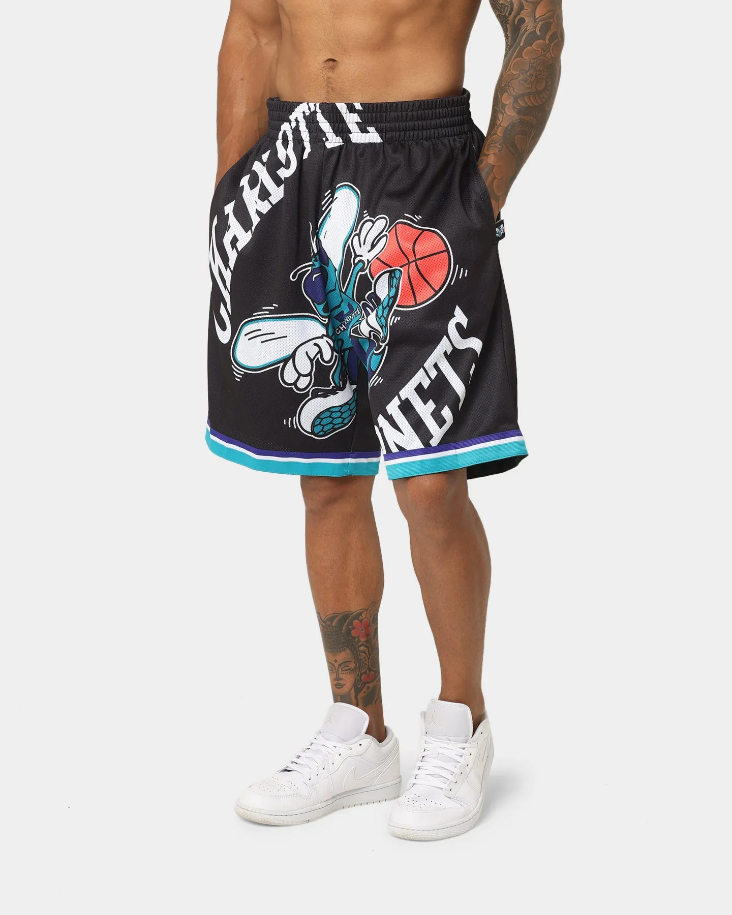 Mitchell & Ness Charlotte Hornets Blown Out Fashion Shorts Black sold by Culture Kings