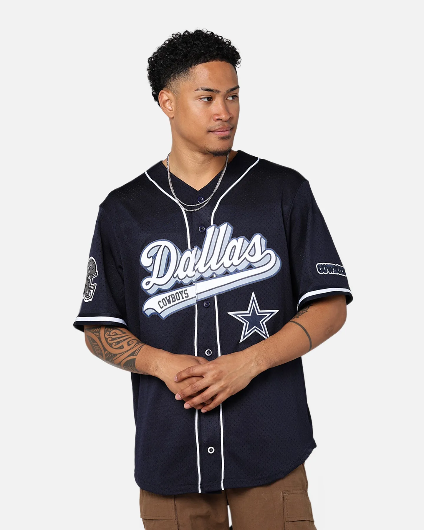 Pro Standard Dallas Cowboys Mesh Button Down Jersey Midnight Navy sold by Culture Kings