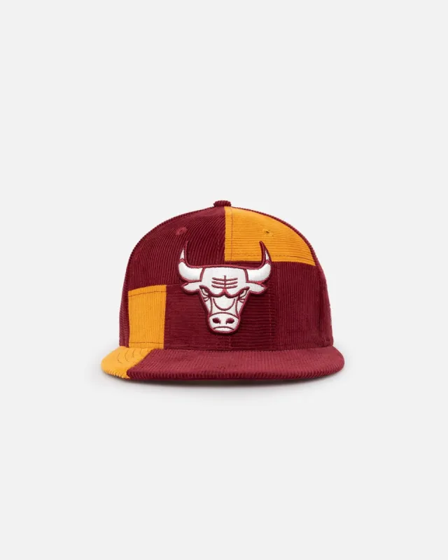 New Era Chicago Bulls 'Maroon Patchwork Corduroy' 59FIFTY Fitted Maroon/Yellow sold by Culture Kings