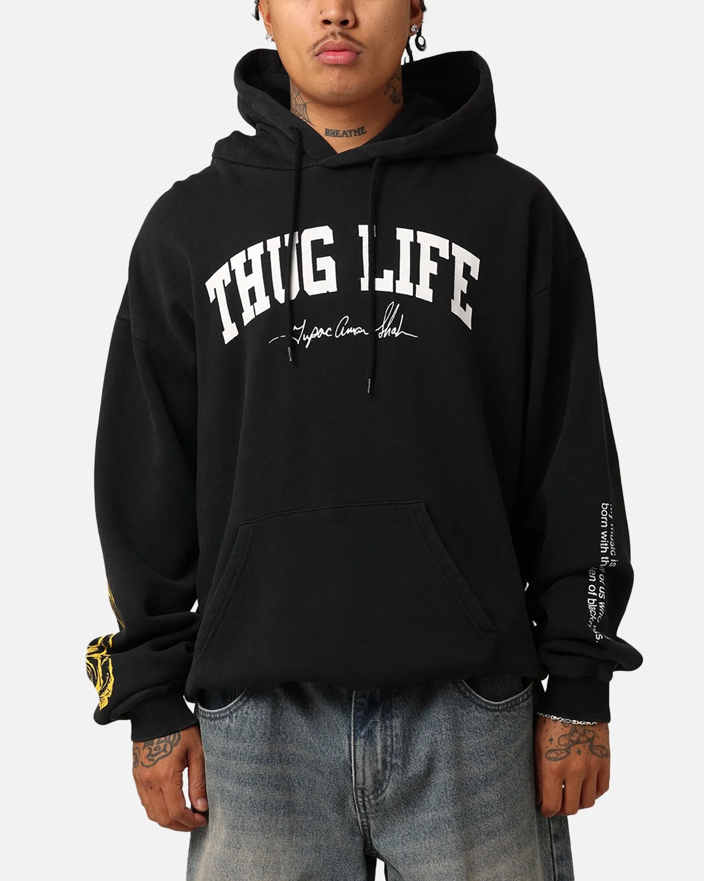 Tupac Thug Life Rose Hoodie Washed Black sold by Culture Kings