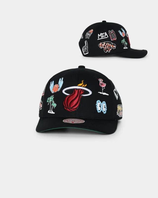 Mitchell & Ness Miami Heat 'Hand Drawn Doodle' Pro Crown Snapback Black sold by Culture Kings