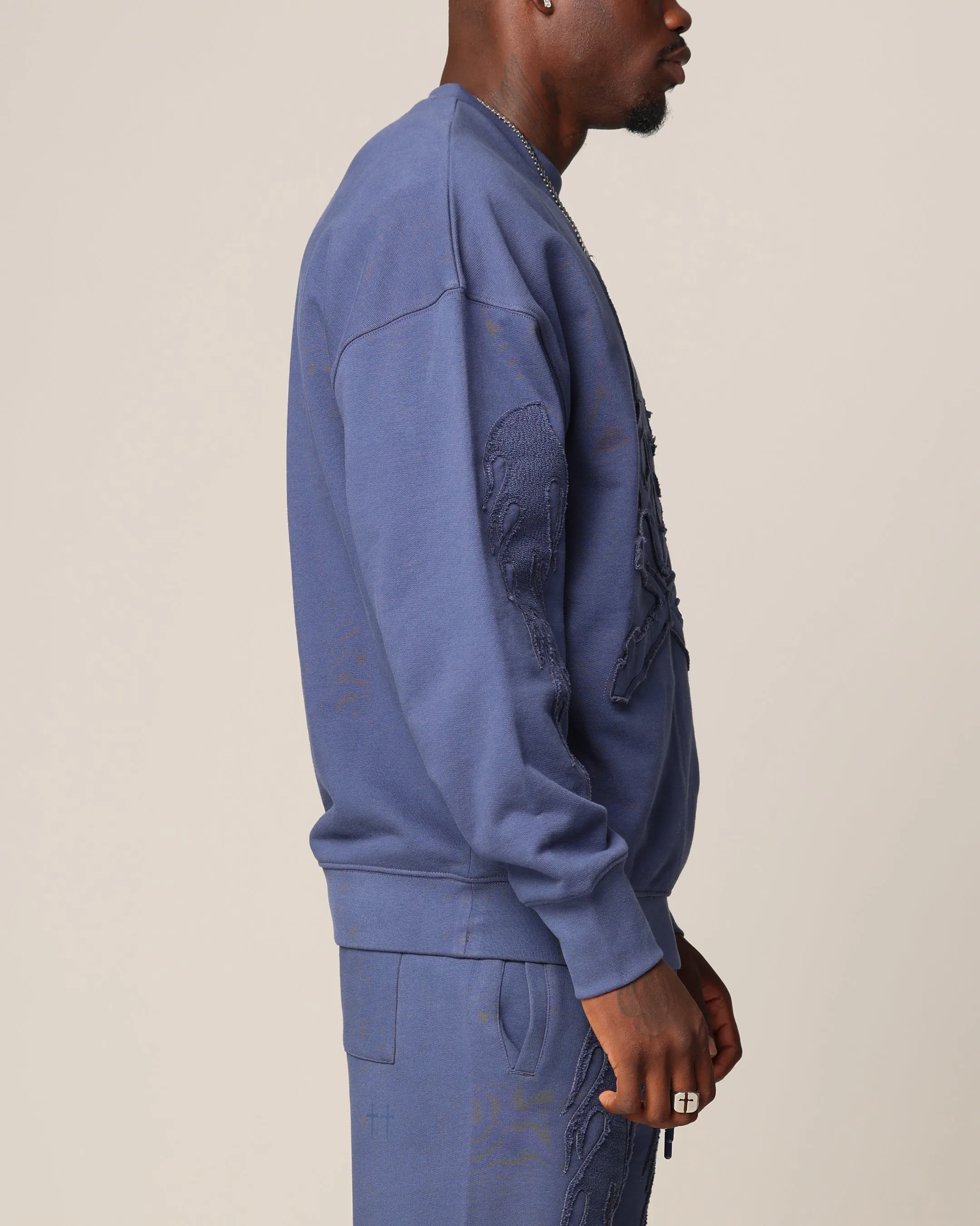 Saint Morta Hellfire Boxy Crewneck Petrol Blue sold by Culture Kings product image thumbnail 4