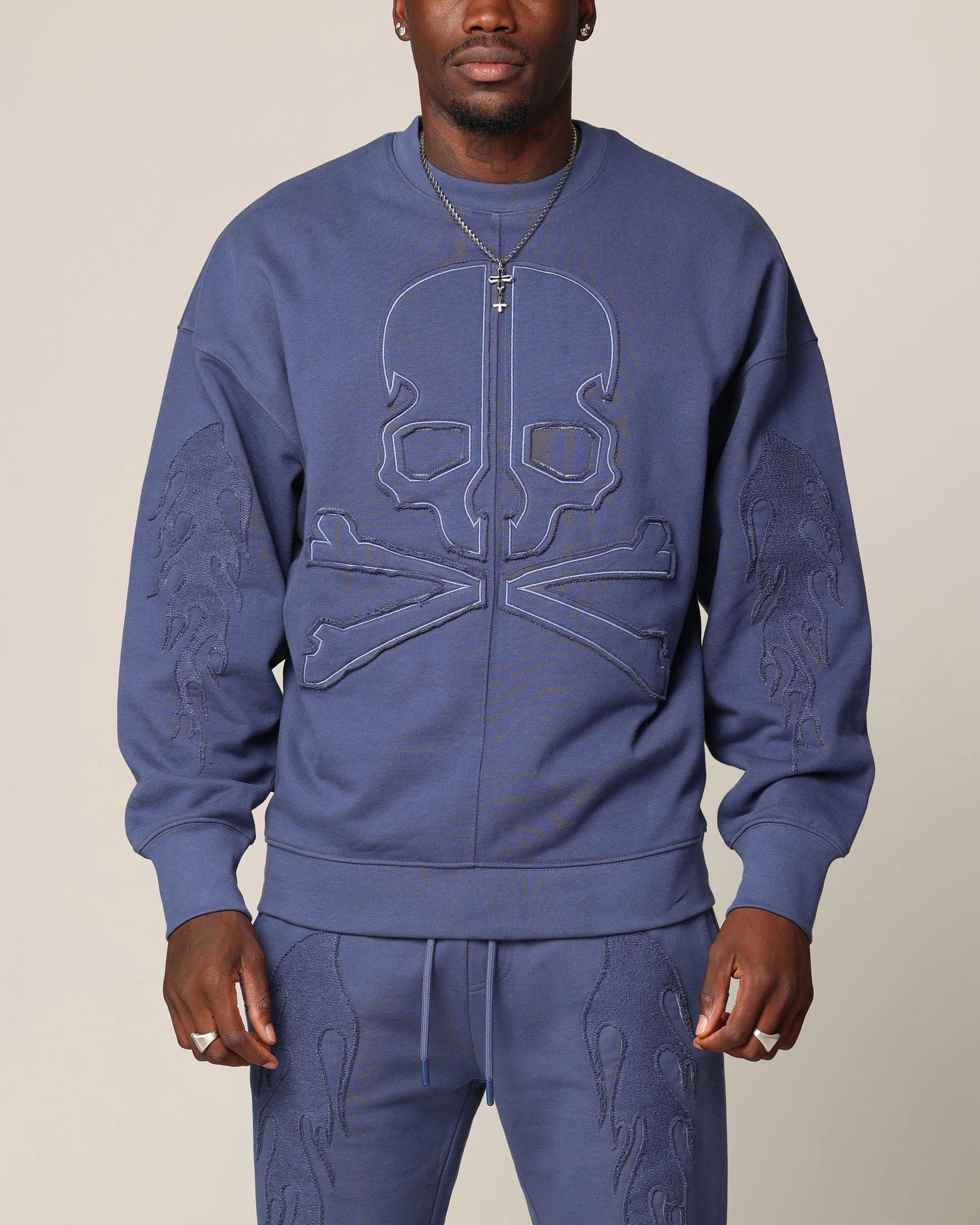 Saint Morta Hellfire Boxy Crewneck Petrol Blue sold by Culture Kings
