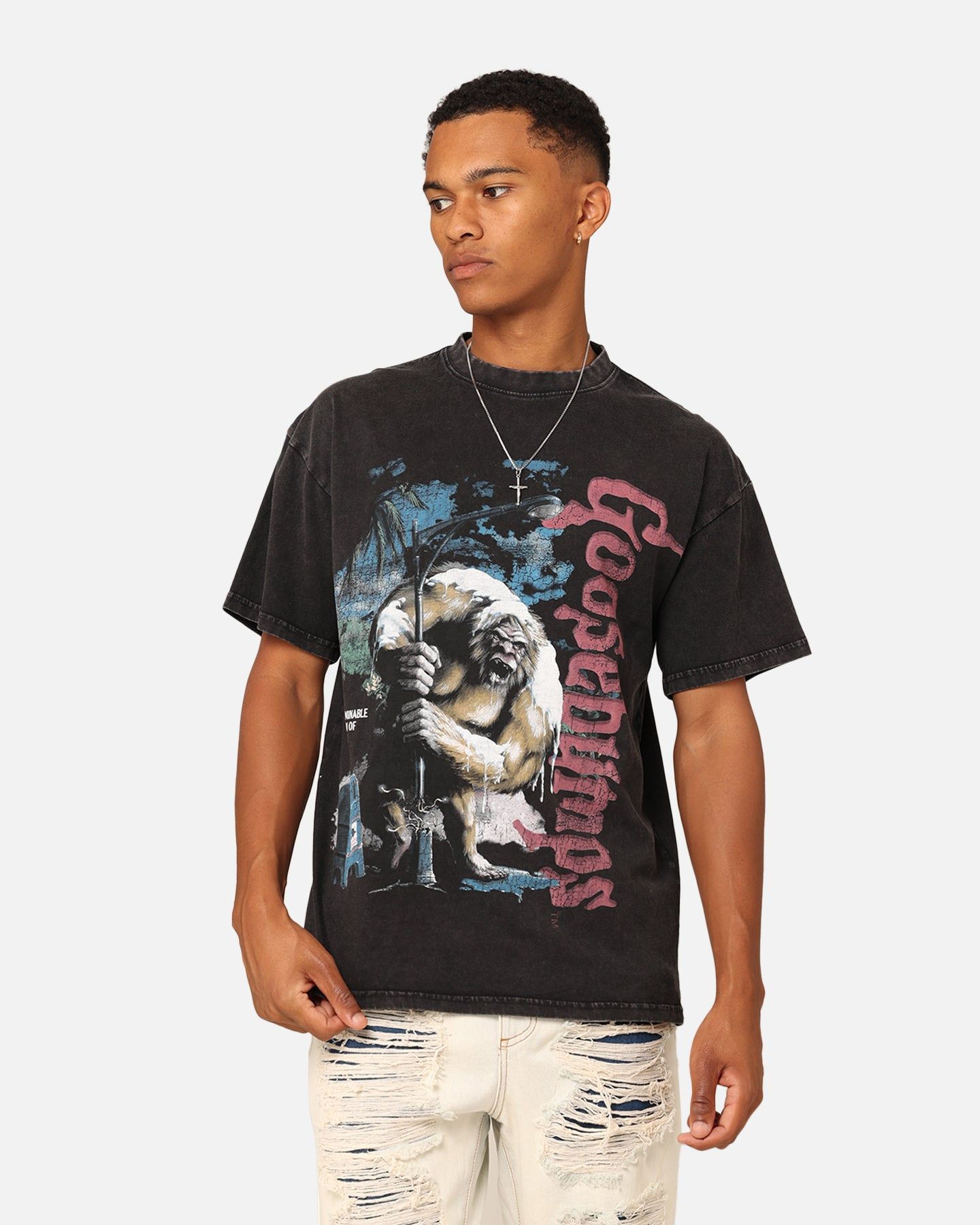 American Thrift X Goosebumps Abominable Snowman Vintage T-Shirt Black Wash sold by Culture Kings