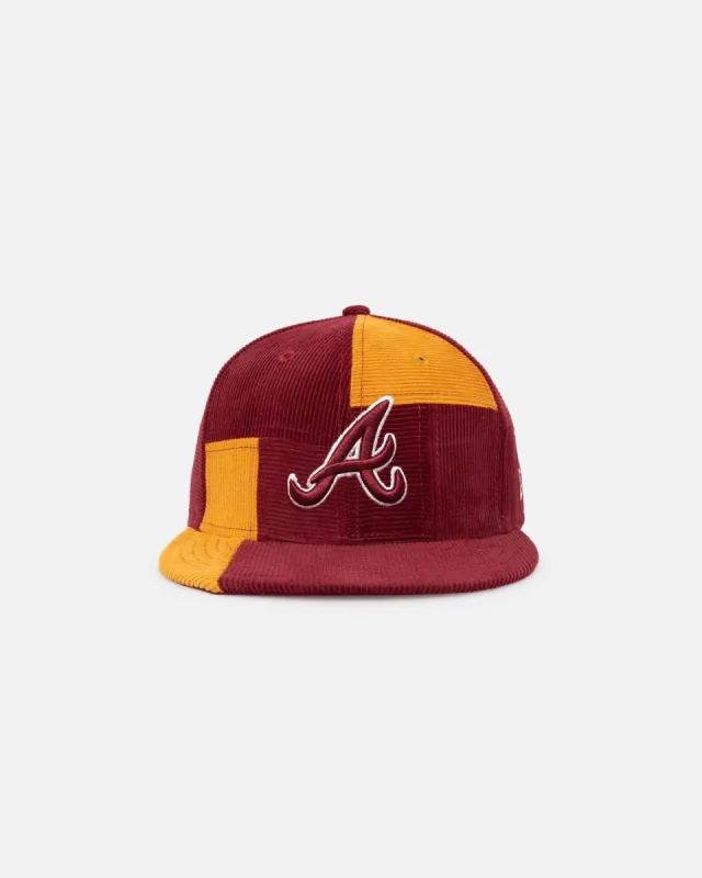New Era Atlanta Braves 'Maroon Patchwork Corduroy' 59FIFTY Fitted Maroon/Yellow sold by Culture Kings