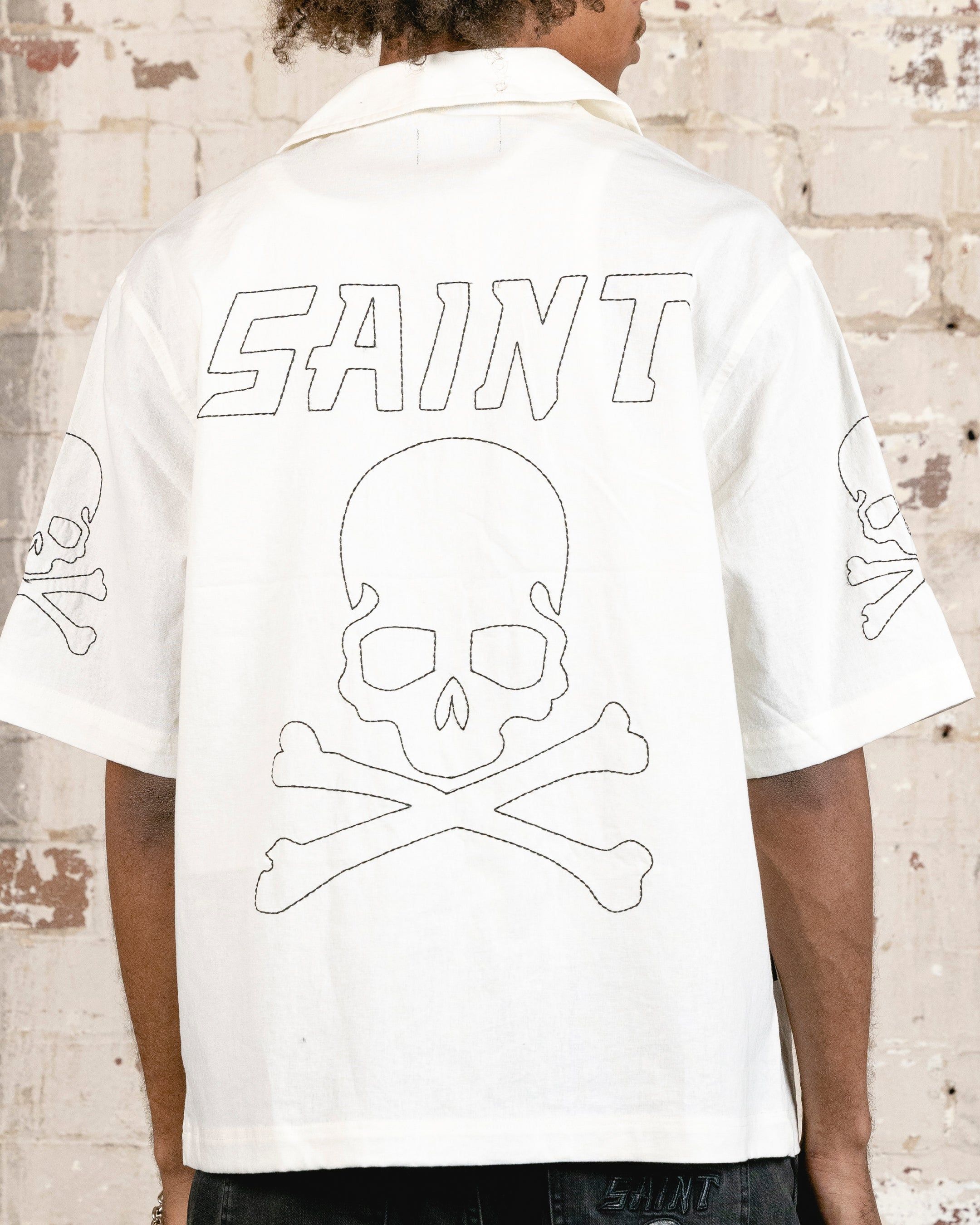 Saint Morta Skull And Bones Short Sleeve Shirt White sold by Culture Kings product image thumbnail 5