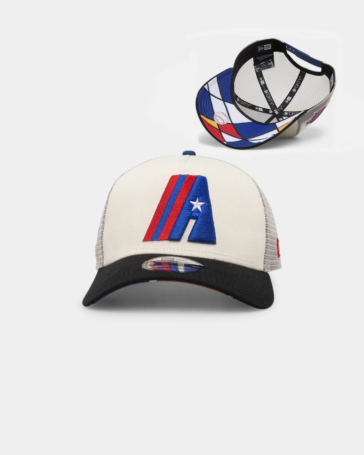 New Era Houston Astros 'Retro Mosaic' 9FORTY A-Frame Trucker Snapback White/Black sold by Culture Kings