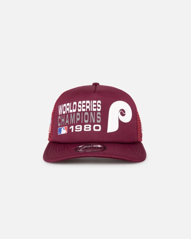 New Era Philadelphia Pillies 'Puff Print' Pre-Curved Golfer Trucker Snapback Russet sold by Culture Kings