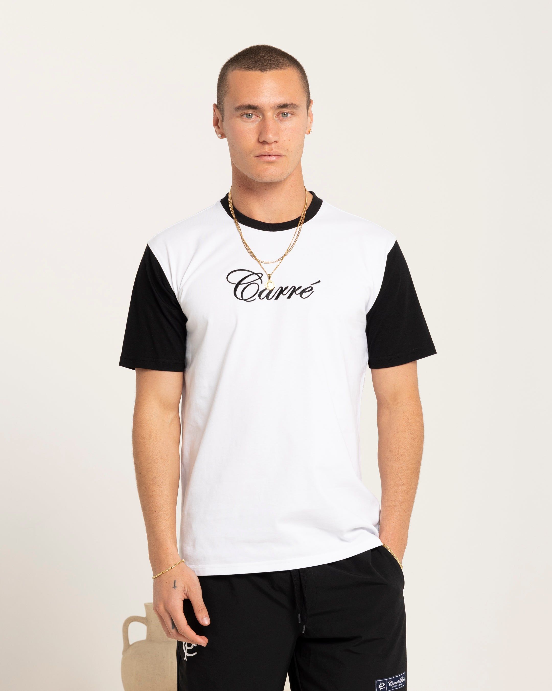Carre Script Two Tone T-Shirt White/Black sold by Culture Kings