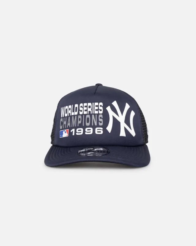 New Era New York Yankees 'Puff Print' Pre-Curved Golfer Trucker Snapback Navy sold by Culture Kings