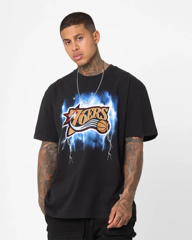 Mitchell & Ness Philadelphia 76ers Logo Lightning T-Shirt Black sold by Culture Kings