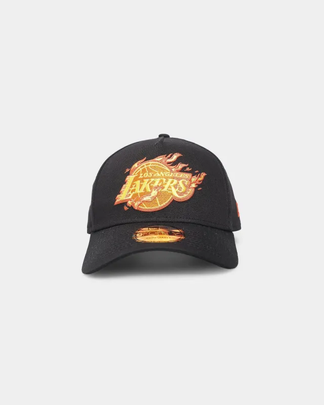 New Era Los Angeles Lakers 'Flamin' Hot' 9FORTY A-Frame Snapback Black/Flame sold by Culture Kings