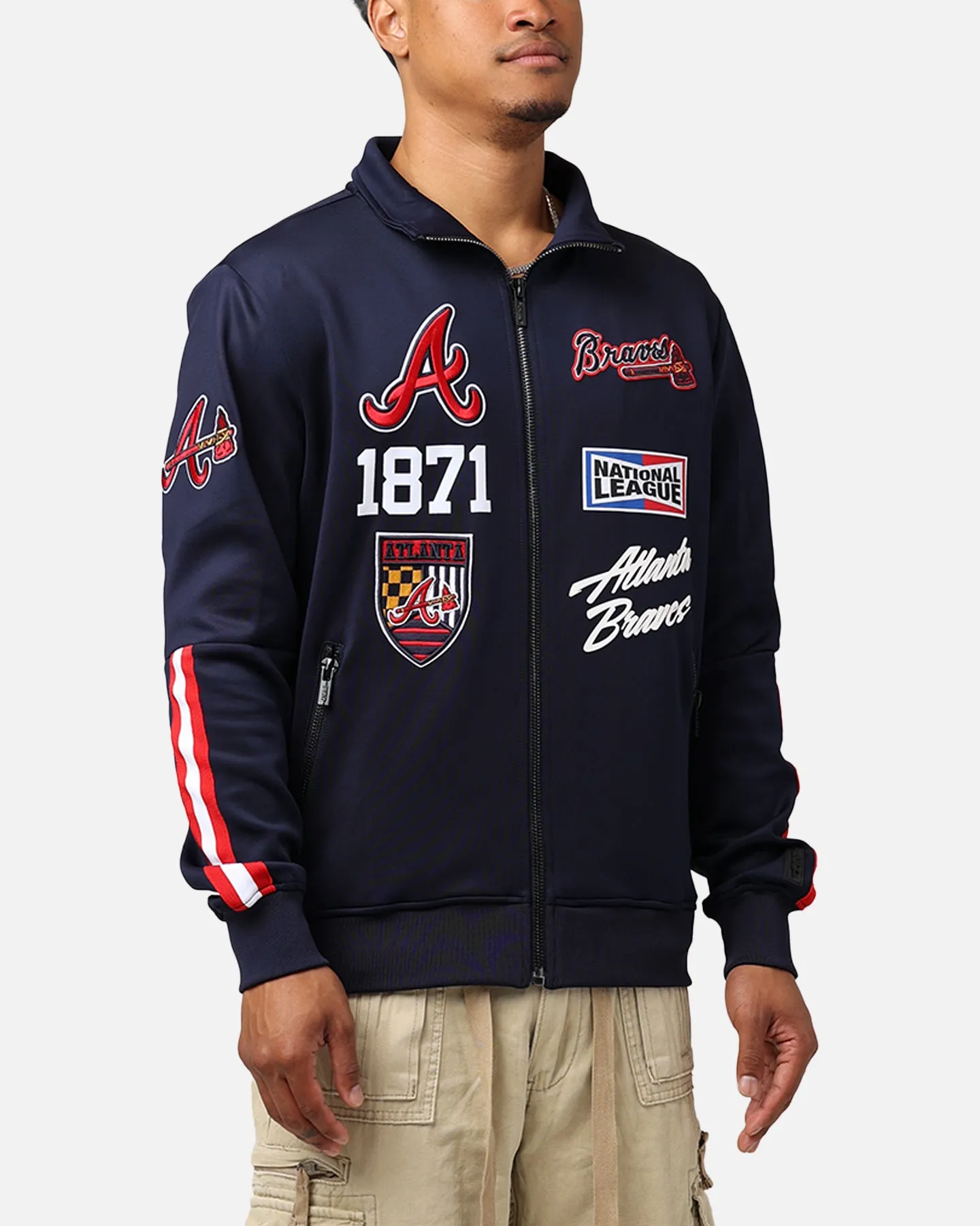 Pro Standard Atlanta Braves Fast Lane Track Jacket Midnight/Red sold by Culture Kings product image thumbnail 5