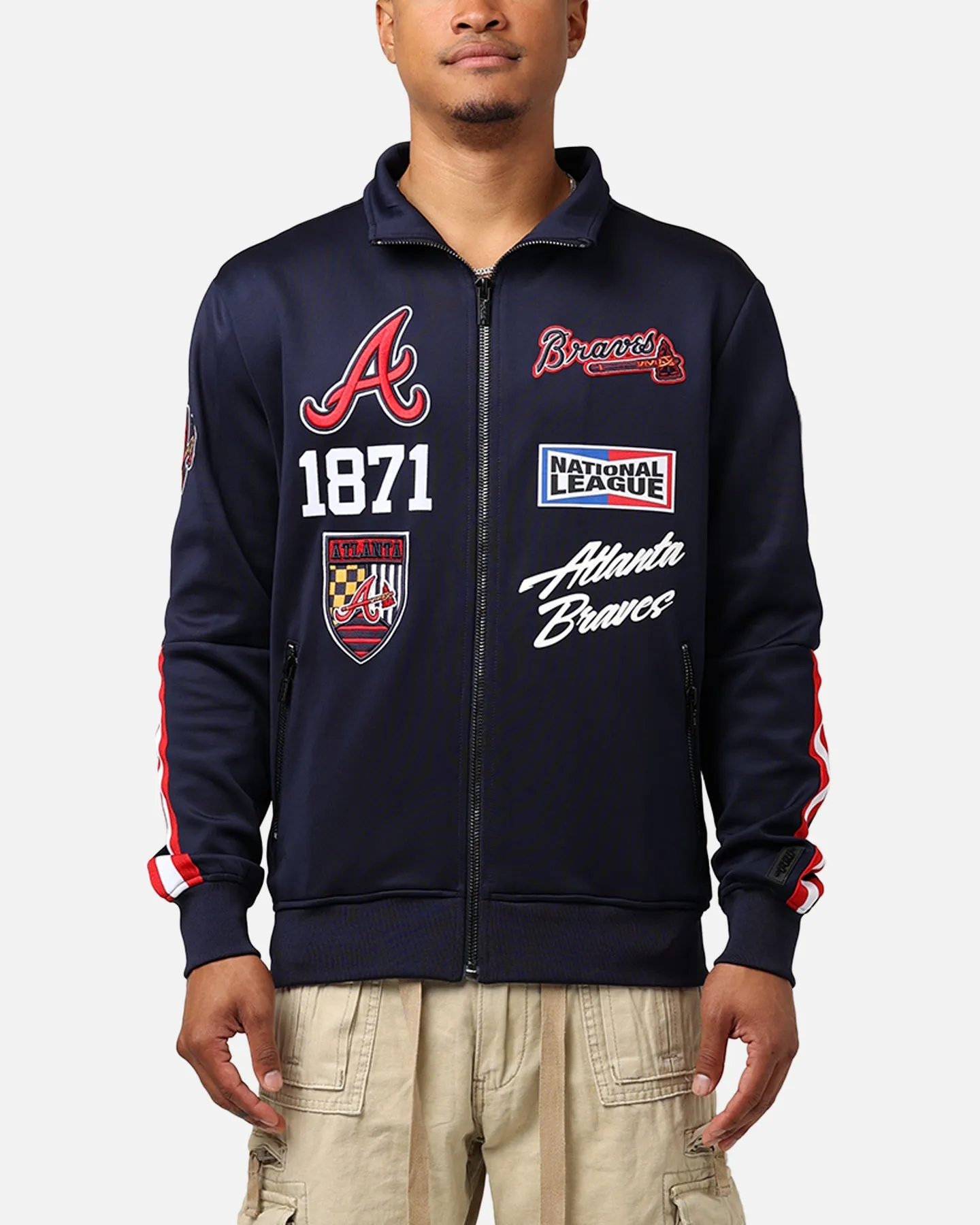 Pro Standard Atlanta Braves Fast Lane Track Jacket Midnight/Red sold by Culture Kings