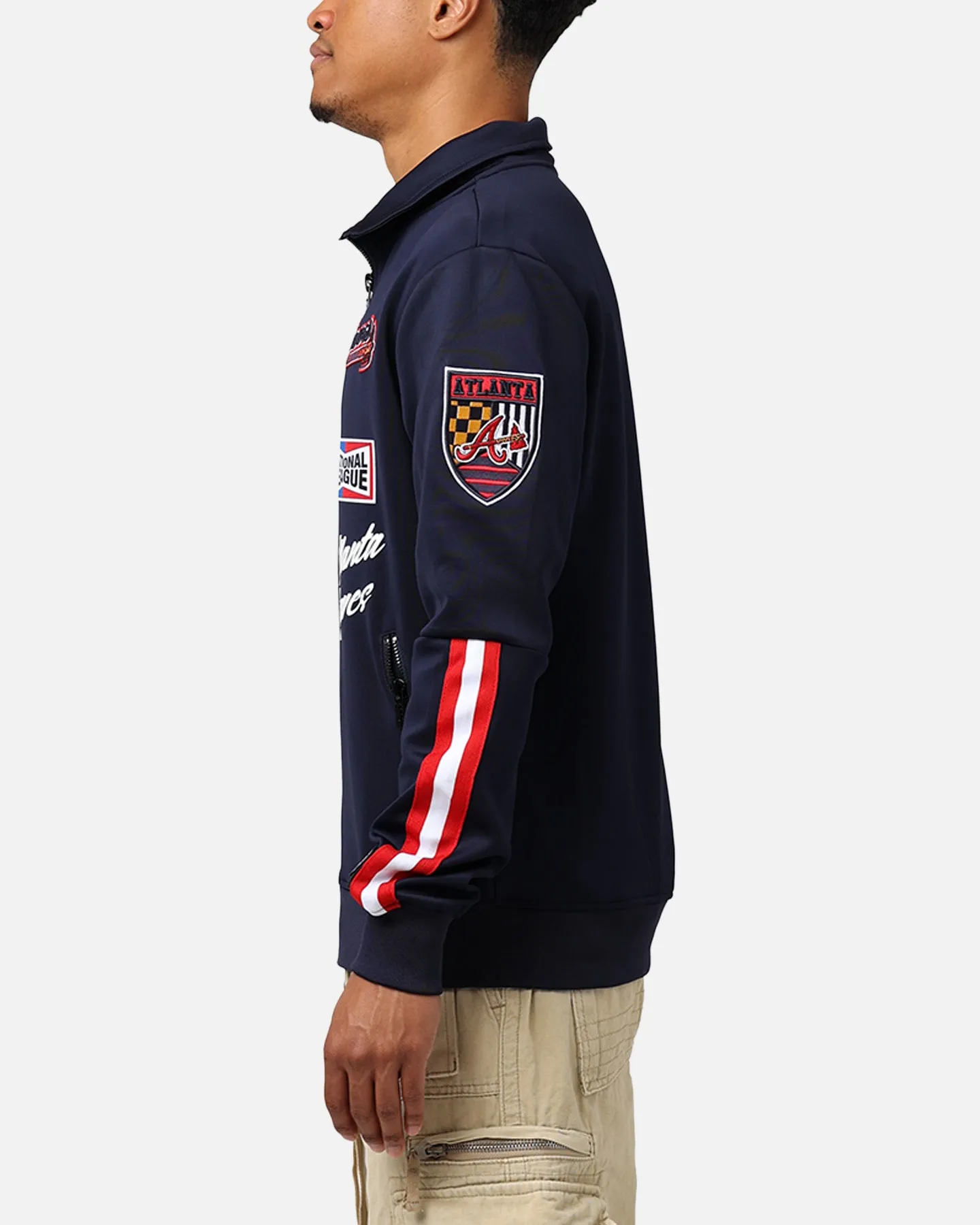 Pro Standard Atlanta Braves Fast Lane Track Jacket Midnight/Red sold by Culture Kings product image thumbnail 4