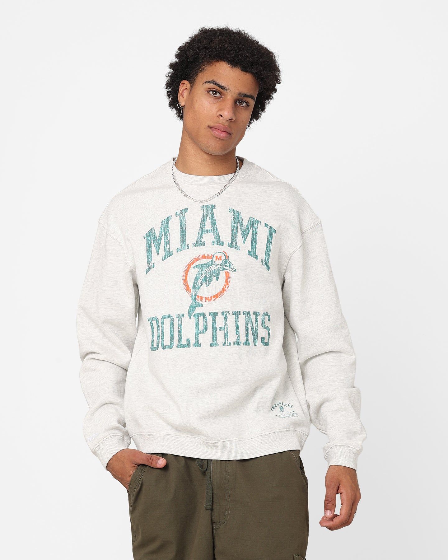 Mitchell & Ness Miami Dolphins Ivy Arch Crewneck White Marle sold by Culture Kings