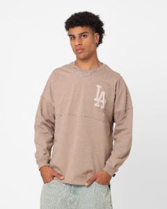 Majestic Athletic Los Angeles Dodgers Tonal Stark Long Sleeve T-Shirt Desert Taupe sold by Culture Kings