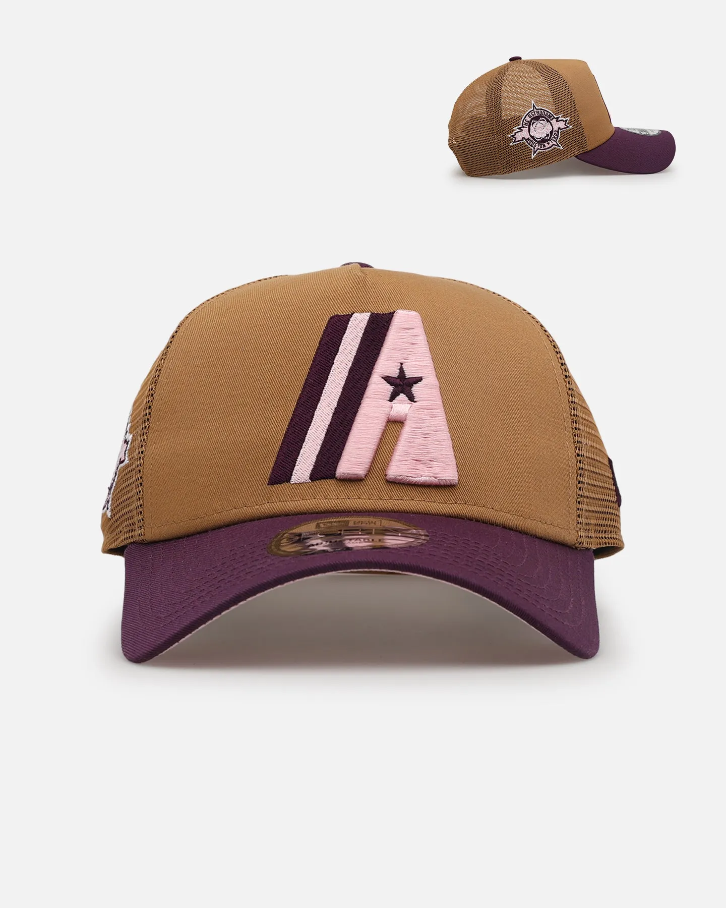 New Era Houston Astros 'Rustic Rose' 9FORTY A-Frame Trucker Snapback Wheat sold by Culture Kings