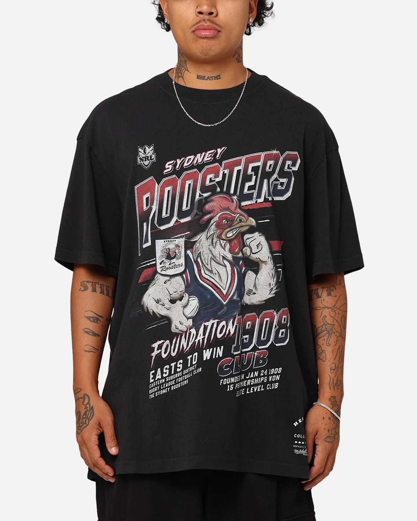 Mitchell & Ness Sydney Roosters Inaugural Season T-Shirt Faded Black sold by Culture Kings