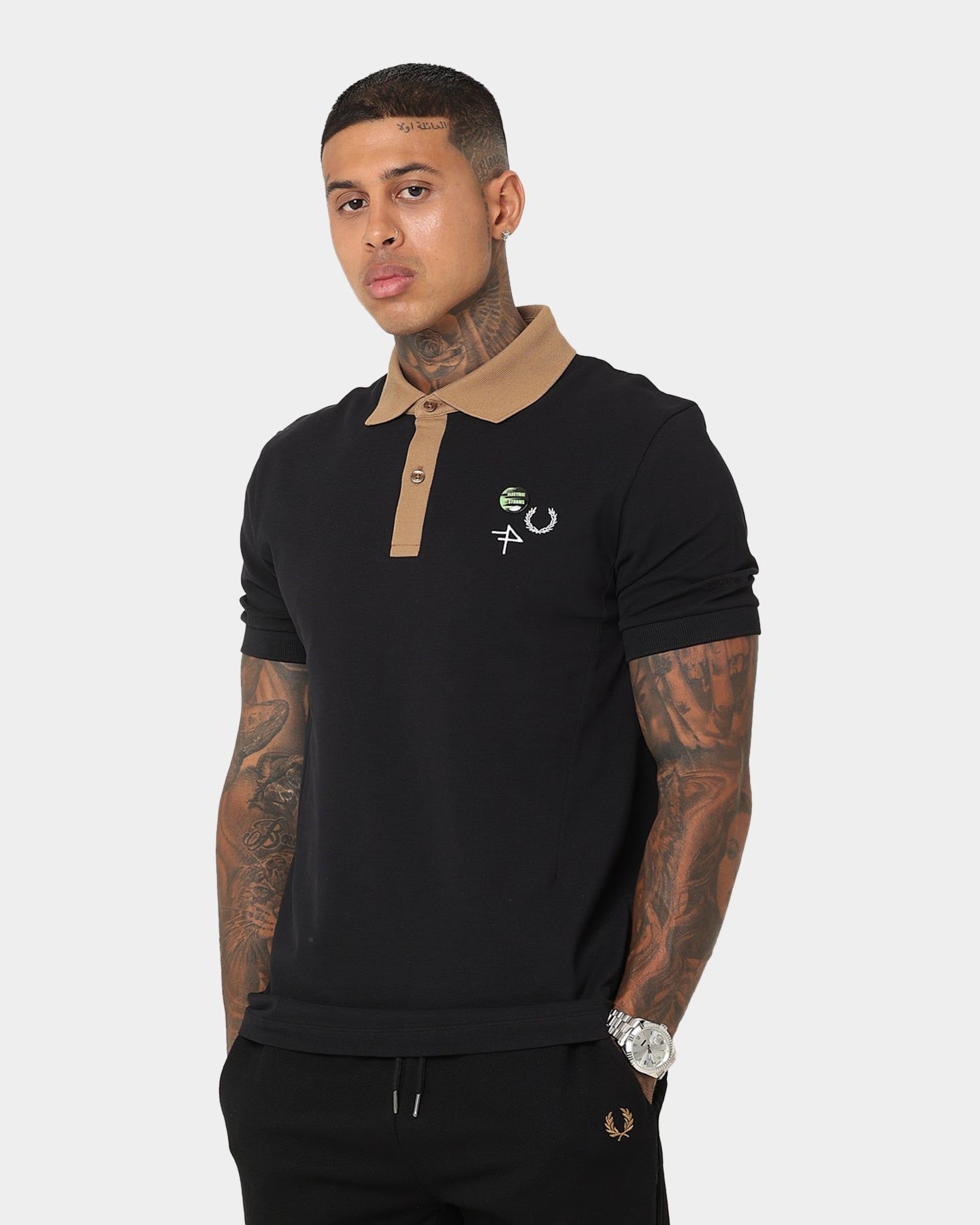 Fred Perry X Raf Simons Contrast Collar Polo T-Shirt Black sold by Culture Kings