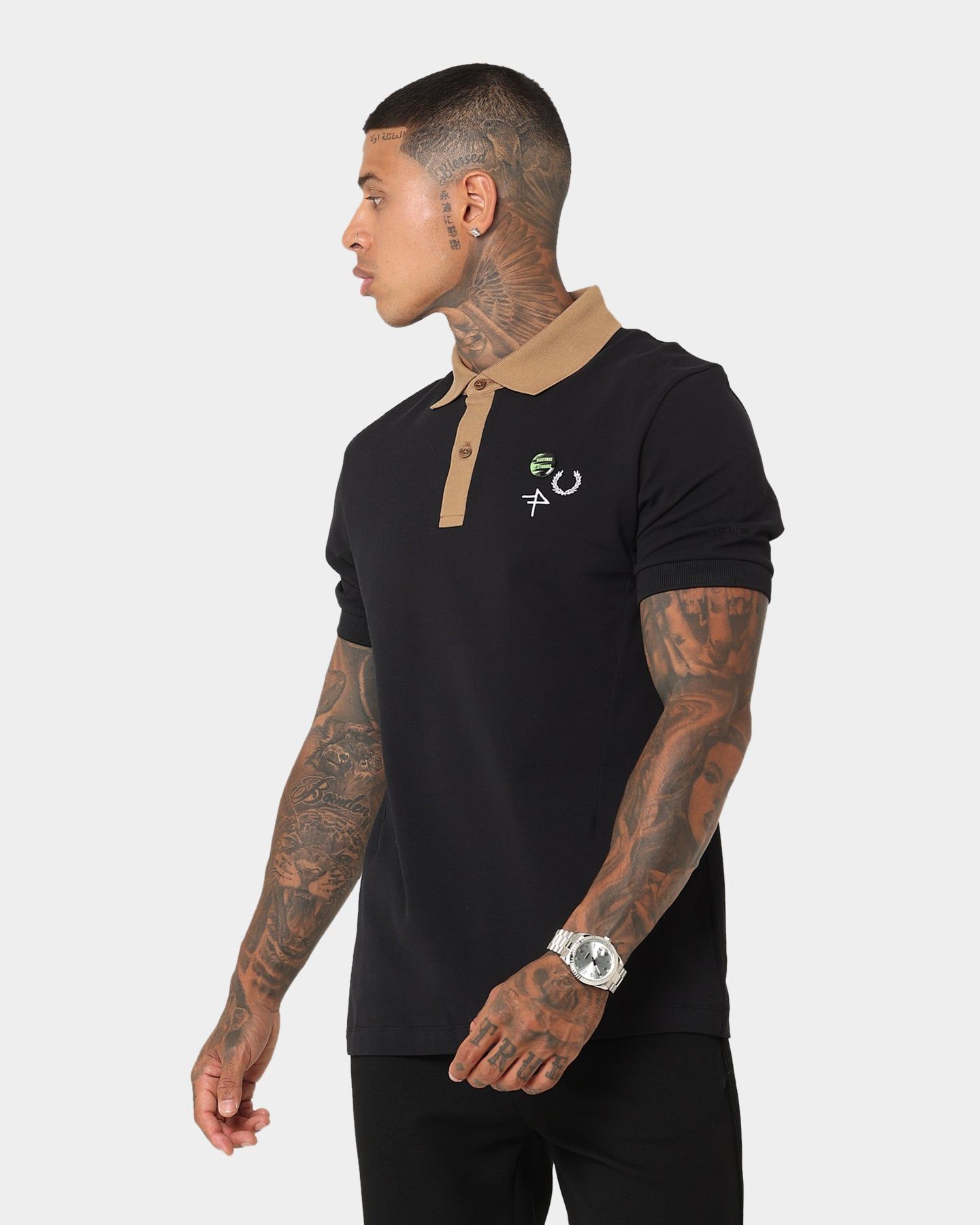 Fred Perry X Raf Simons Contrast Collar Polo T-Shirt Black sold by Culture Kings product image thumbnail 6