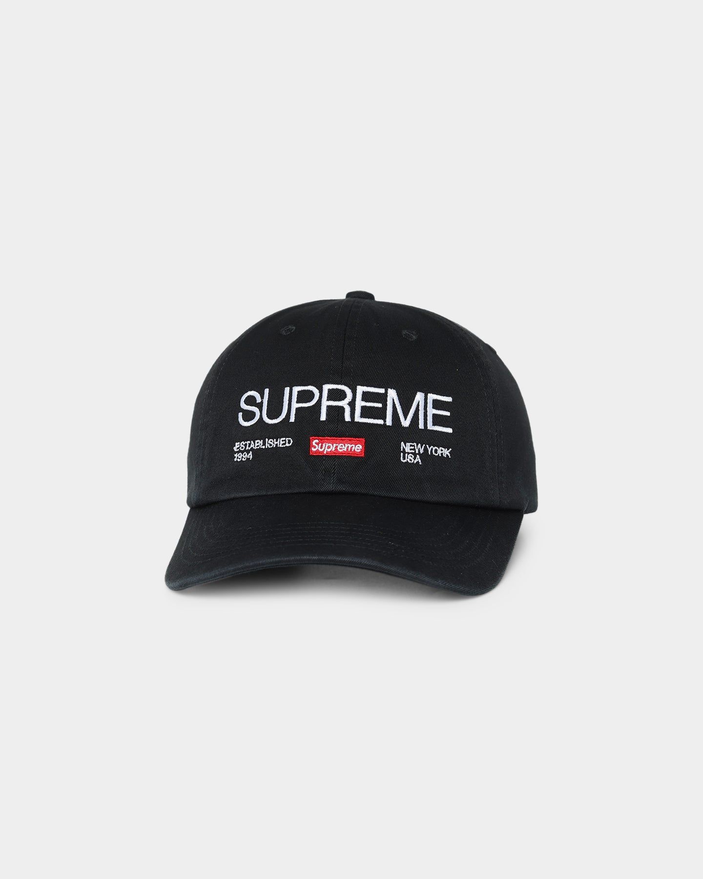 Supreme EST. 1994 6 Panel Strapback Black sold by Culture Kings