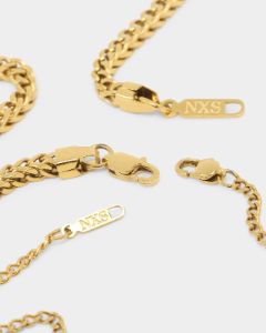 NXS Textured Cross Chain Set Gold sold by Culture Kings