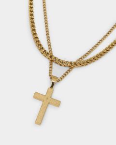 NXS Textured Cross Chain Set Gold sold by Culture Kings