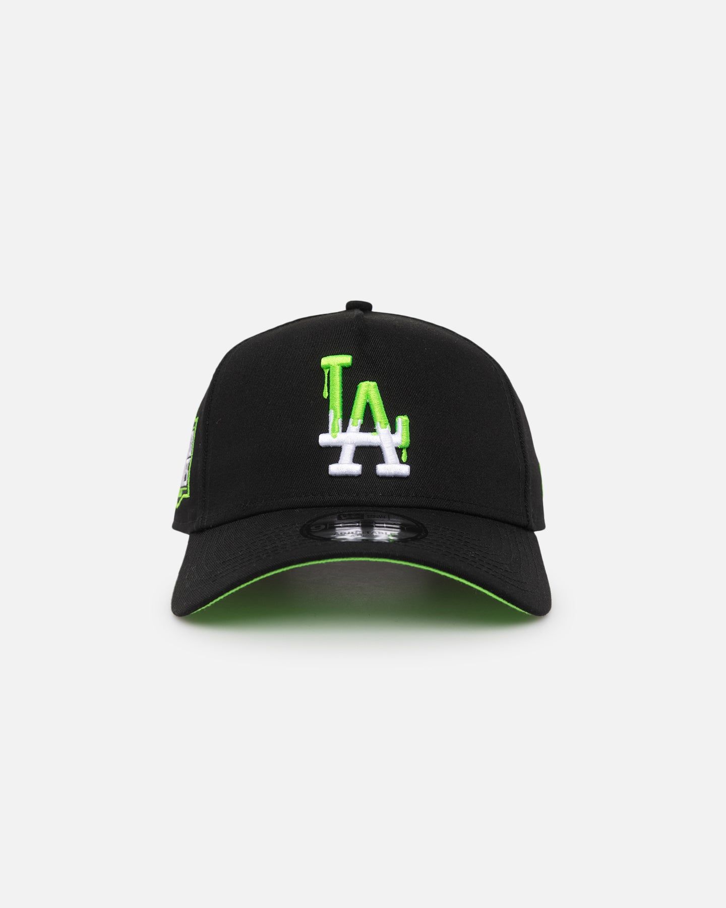 New Era Los Angeles Dodgers "Drip Logo" 9FORTY A-Frame Snapback Black/White/Green sold by Culture Kings