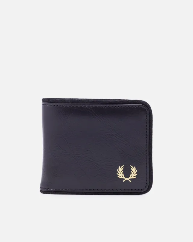 Fred Perry Tonal PU Billfold Wallet Black made by Fred Perry