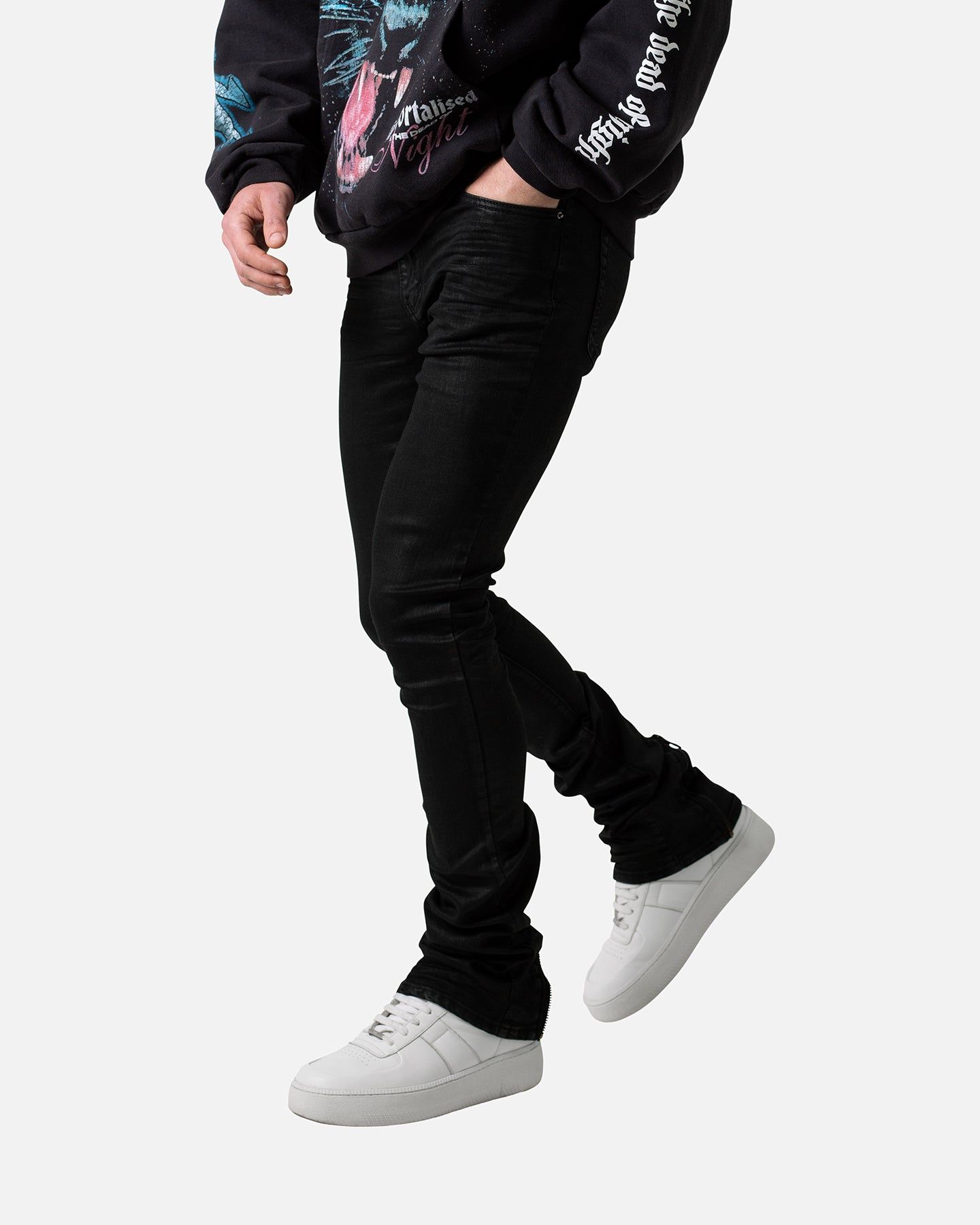 MNML X491 Convertible Skinny Denim Jeans Waxed Black sold by Culture Kings product image thumbnail 5